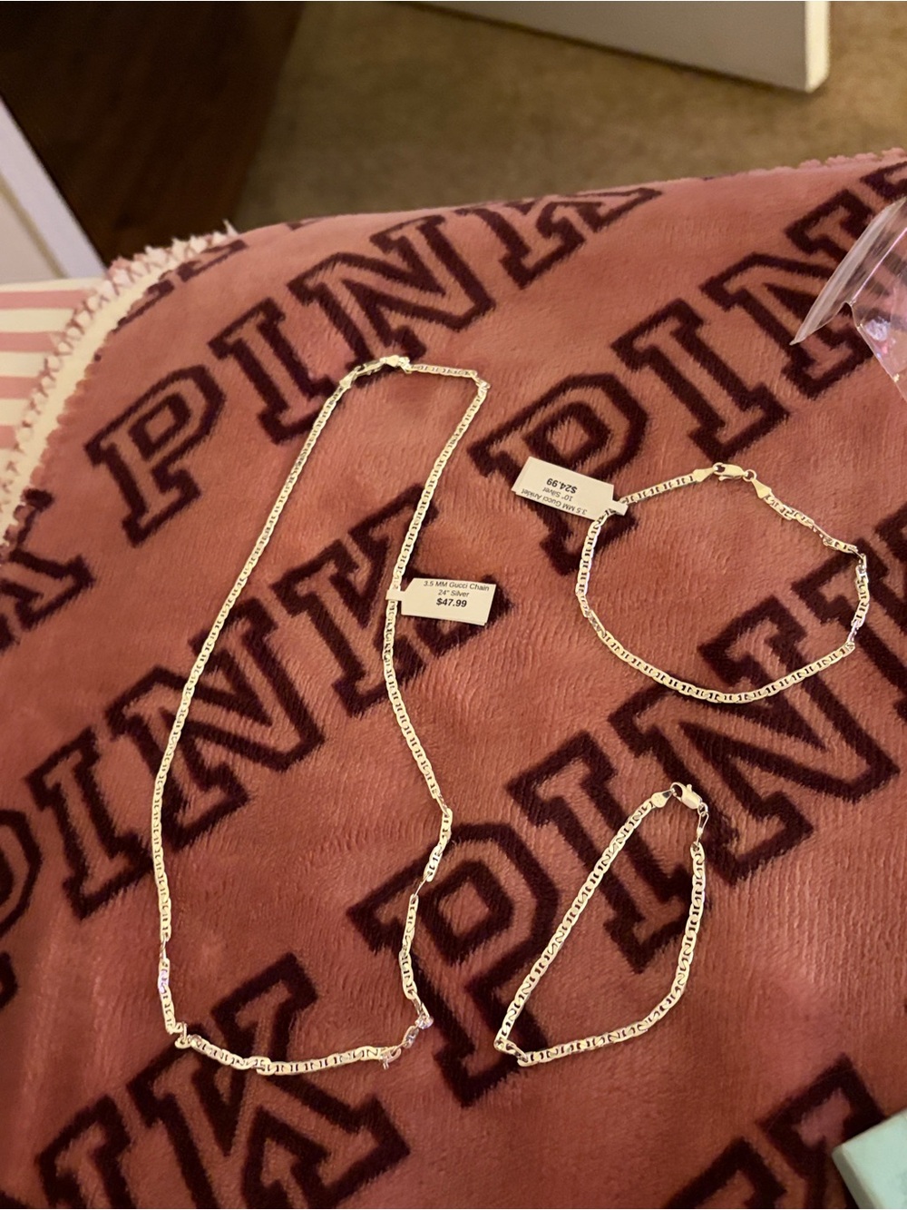 Silver Necklace and Bracelets Set - Women Jewelry